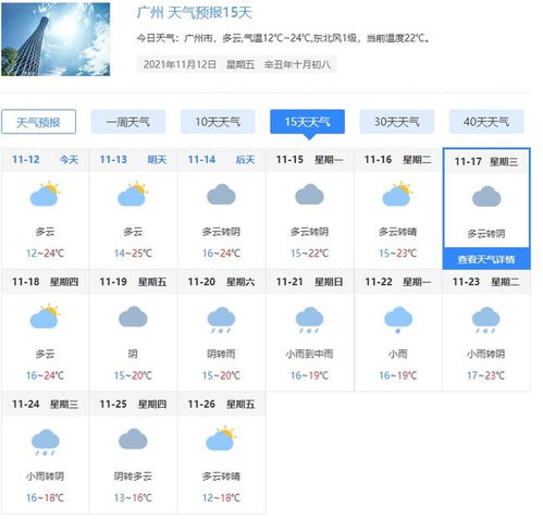 广州天气预报一周（广州天气预报一周15天查询）